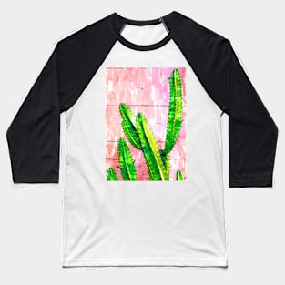 Green Cactus Pink Wall Marker Sketch Baseball T-Shirt